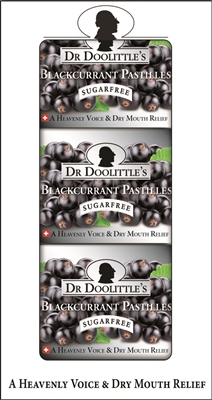 DR. DOOLITTLE'S- GIFT SET BLACKCURRANT PASTILLES SUGAR FREE TIN- 60g PACK OF 3